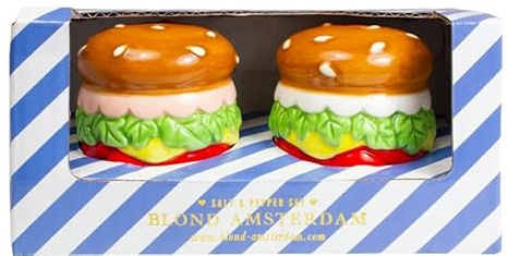 Blond Amsterdam 2-tlg. Salz- und Pfefferstreuer Burger | Keramik, Snack Design, 2-teilig, Mikrowellengeeignet, Handwäsche empfohlen
