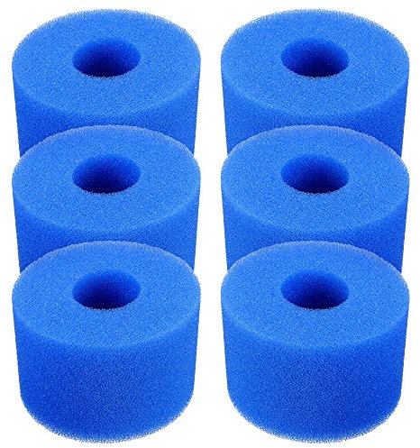 Lot de 6 cartouches de filtre de piscine réutilisables et lavables en mousse pour jacuzzi type S1 (bleu)