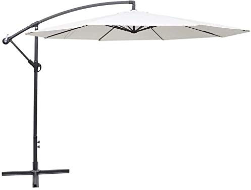 XBSXP Sun Protection Umbrella, Windproof And Waterproof 3.5m Sand White Outdoor Protection Cantilever Hanging Sun Umbrella, Suitable For Garden Balcony Terrace 8.20, Sand White