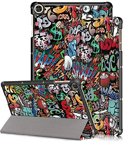 Kemocy Schutzhülle für Huawei MatePad T10 / T10S,PU Leder Flip Cover mit Standfunktion Hülle für Huawei MatePad T10s 10.1 AGS3-L09 AGS3-W09 / T10 9.7 AGR-L09 AGR-W09 Tablet,Graffiti