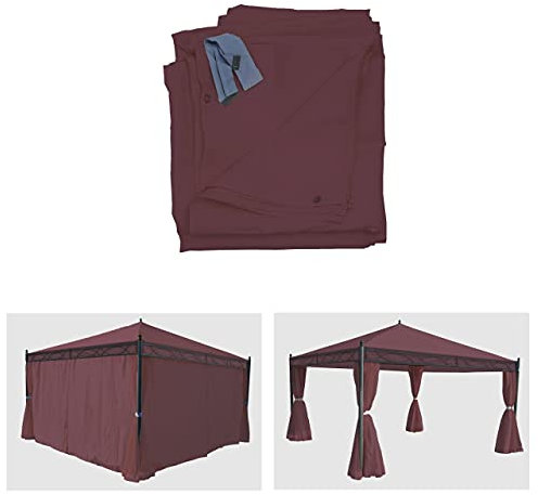 4er-Set Seitenwand für Pergola Cadiz, Ersatzseitenwand Pavillon 4x4m, Polyester - rot-braun
