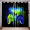 Game Curtains for Bedroom W52*L63 Gamer Video Game Room Darkening Curtain Boys Teens Kids Gaming Thermal Insulated Window Drapes Blue Green Neon Gamepad Window Treatment Set