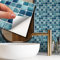 WALPLUS 24 Stück 15x15cm Perlmutt Türkis Juwelenmosaik Turquoise White Aluminium Folie Wandfliesen Aufkleber Abziehen und Kleben Backsplash Abziehbilder Startseite Dekore Aufkantung für Küche