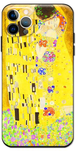 Berkin Arts Compatible with iPhone 12 Pro Max Case Silicone Cover with Screen Protector Yellow Lightweight Blooming (Kiss by Gustav Klimt)