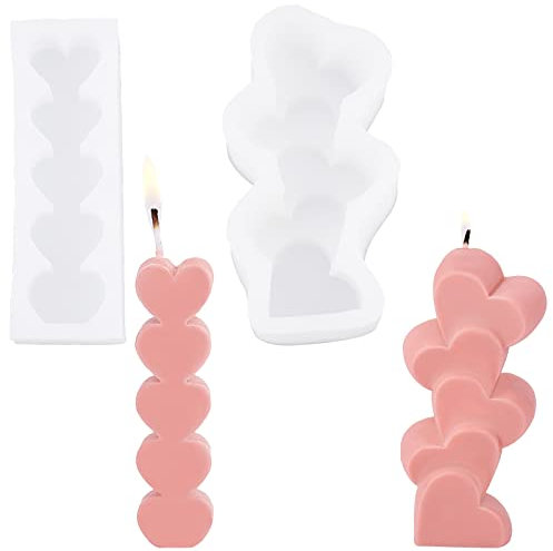 SUPERFINDINGS 2 Stili Cuore Candela Stampi in Silicone 3D Impilabile A Forma di Cuore Stampi in Resina 3D Scattered Love Candle per Cioccolato Caramelle Fondente Candele Fatte A Mano