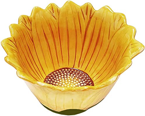 Ecoodisk Sollievo in Ceramica Ciotola di Girasole per Girasole per Insalata di Dessert Dipinti a Mano 6in 6in