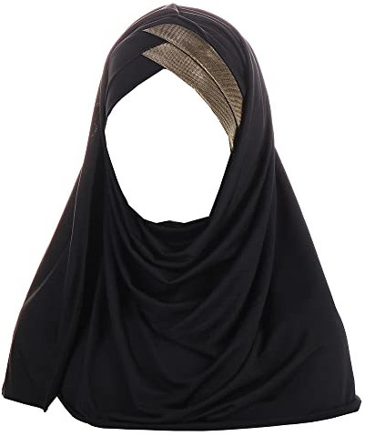 JDYaoYing Frauen Pailletten Muslim Hijab Islamische Glänzende Kopf Wrap Schal Schal Lange Turban Kappe Kopf Abdeckung, Blackg, One size