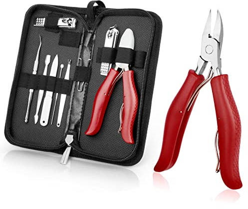 Toenail Clippers for Thick and Ingrown Nails for Men Women Elderly, Red