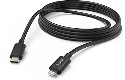 Hama USB C auf Lightning Ladekabel (iPhone 14 13 12 11 Pro Max Plus Mini SE XS XR X 8 7, iPad Pro Air Mini, iPod, MFI Zertifiziert, 3m) Schwarz