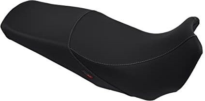 Moto Discovery Sitzbankbezug kompatibel mit Yamaha TDM 900 2002-2011 schwarz mit dunkelgrauen Nähten