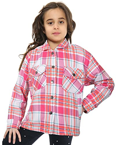 A2Z 4 Kids Girls Checks Longline Fleece Jacket Stylish Tunic Jackets - Jacket 854 Pink Check 9-10