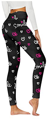 yiouyisheng Damen Leggins Bunt Bedruckt Yogahose Liebe Herz Lippen Motiv Sporthose High Waist Sport Leggings Jogginghose Fitnesshose Laufhose Valentinstag Hose