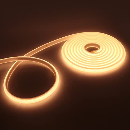 HEGEHE COB Neon LED Streifen, 230V 288leds/m Superhell Hohe Dichte, Diffusion Neon Flex LED Schlauch für Innen Aussenbereich Heim Küche DIY Deko (Warmweiß, 50M)