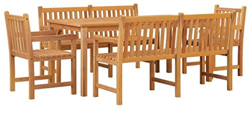 vidaXL Gartenmöbel 5-TLG. Tisch Bank Stuhl Gartengarnitur Sitzgruppe Gartenset Sitzgarnitur Gartentisch Esstisch Gartenbank Gartenstuhl Massivholz Teak