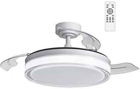 wonderlamp - Ventilador Techo LED con Aspas Plegables, Motor DC silencioso, Oroel, 3 CCT Regulable 45W, Blanco