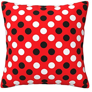 ASEELO Dekorative Kissen, quadratisch, gepunktet, 45,7 x 45,7 cm, Rot / Weiß