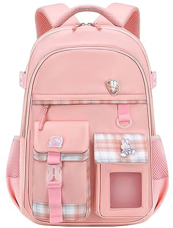 KEBEIXUAN Cartable Fille Primaire | Kawaii Sac a Dos Enfant 7-10 Ans | CE1 CE2 CM1 CM2, Rose