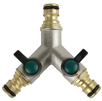 Tesmotor Messing Hahnanschlussstück, 2-Wege Y-Verteiler für Wasserhähne, Gartenschlauch-Düsen-Verbindungssatz