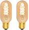 Caldarax Vintage Edison Light Bulb E27 Dimmable, Warm White 2700K, Amber Bulb, E27 Screw Decorative Spiral Filament Bulbs, T45 Tube Retro, 2 Pack