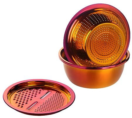 EIOLWJIEO Colador de cocina con cuenco, cesta de malla fina que garantiza un fácil colado y, acero inoxidable para varios usos, Rojo fantasía