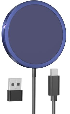 Magnetisches kabelloses Ladegerät, MagEase 15 W kabelloses Ladegerät Mag-Safe, kompatibel mit iPhone 15/14/13/12-Serie und AirPods 3/2/Pro (Blue)