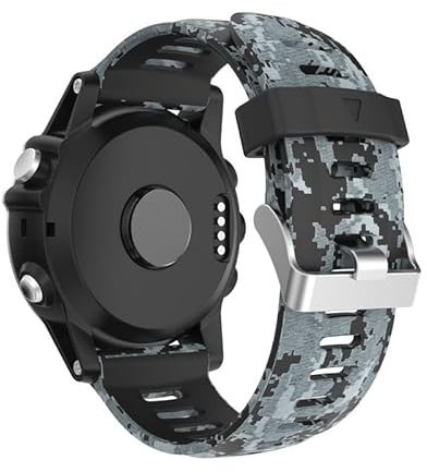 Intercella - cinturino in silicone - compatibile con Garmin Instinct 2X Solar, Silicone, camuffamento-nero