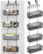 HapiRm Over The Door Organizer - Hanging Door Organizer with 4 Metal Large Capacity Baskets and Adjustable Coat Hook, Behind Door Storage for Bathroom Bedroom Kitchen Pantry Closet Cabinet