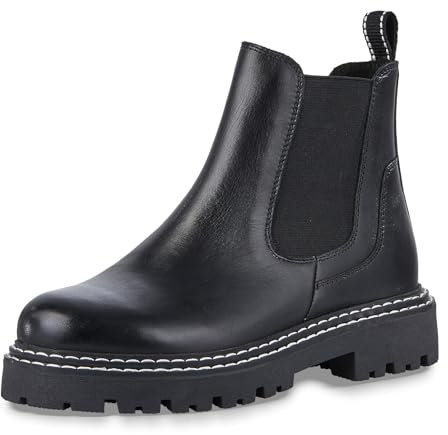 MARCO TOZZI Stivaletti da Donna con Zip e Slip 2-25491-43, Stivali Chelsea, Nero Bianco, 38 EU