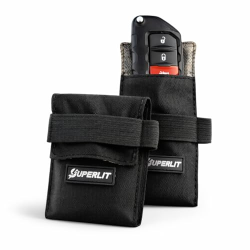 SUPERLIT Faraday Pouch for Key Fob, (2-pcs) Antitheft Car Keys Keyless Entry RFID Frequency Pouch Signal Blocker Protection Device, Remote Keys Starters Protector, Anti-Hacking Electronics Frequency