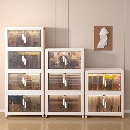 UNIBUY 55L each Foldable & Stackable Storage Box, Multi-functional Large Capacity Storage Box For Living Room Dorm, Plastic Storage Boxes With Lids (5 pack)