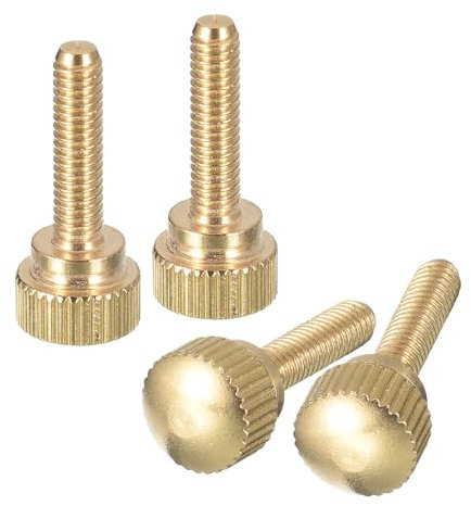 QUARKZMAN M4x16mm Viti a Testa Zigrinata, 4pz Viti a Testa Zigrinata Ottone Bulloni Pomelli Impugnatura a Spalla Elementi Fissaggio, Tono Ottone