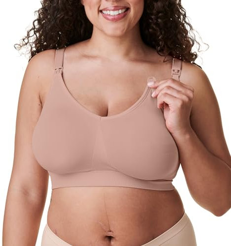 Bravado Designs Body Silk Seamless Nursing Bra for Breastfeeding, Wireless Maternity Bra, Cameo, Large
