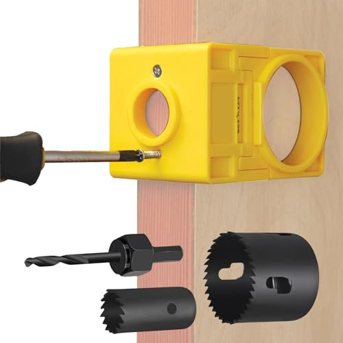 lyanny Door Lock Installation Kit, Carbon Steel Door Drill Kit with Guide Template, Suitable for 1-3/8 - 1-3/4 (35mm-44.5mm) Door Thickness