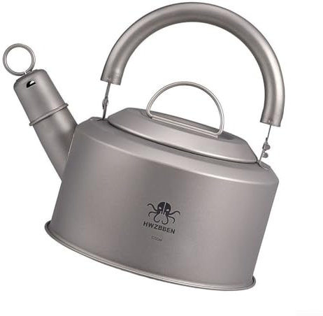 Camping Whistling Kettl, 1.2L Titanium Kettle Camping Stovetop Kettle, For Outdoor Coffee Tea Pot Ultralight Water Jug With Folding Handle