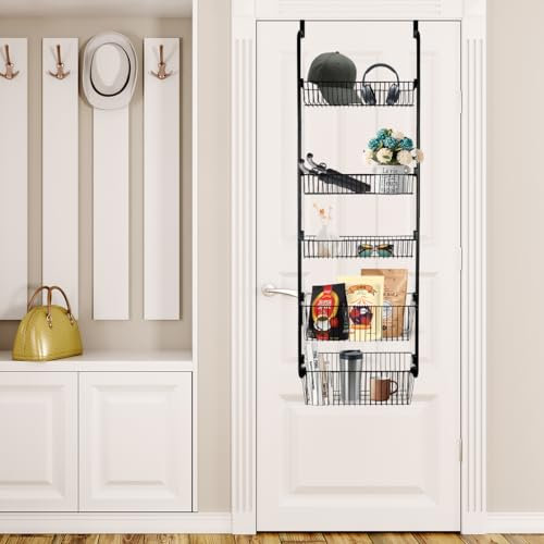 FINZOO 5-Tier Over Door Spice Rack, Over Door Organizer, Bathroom Door Storage , Door Hanging Storage, Behind Door Shelf, Back of the Door Organiser, Over Door Kitchen Storage Spice Rack Shelves Hanger