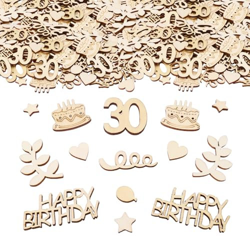 ParPix Holz Konfetti 30 Geburtstag Deko, 100 Stück Groß Streudeko 30. Geburtstag Deko, Tischdeko 30 Geburtstaga Frauen Männer, Confetti 30er Geburtstags Deko,Deko 30 Geburtstags Frau Mann