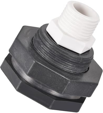 Unifizz PVC Bulkhead Tank Adapter with Thread Pipe Fitting G1/2 Thread for Rain Barrels Water Tank Aquariums Ponds 1 Set