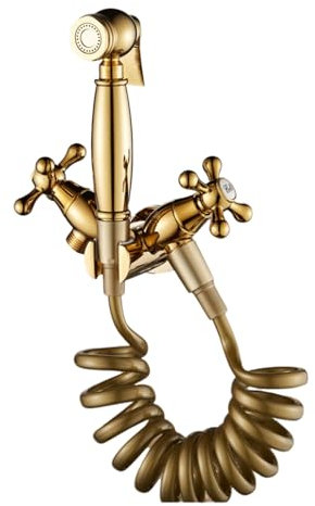 SWHC Bidet Handbrause, Retro Messing Bidet Brause Wandhalterung Jet Spray Toilet Hochdruck Bidet Toilettensprüher Bidet Dusche WC Doppelgriff für Kaltes Wasser Duschkopf