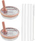 2 Pack 40 oz Tumbler Flip Straw Lid Replacement fit for Stanley Quencher 1.2L, Spill Proof Splash Resistant Tumbler Lids, Tumbler Cover Sets with 4 Straws and 1 Cleaning Brush (rose, 40oz)