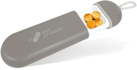 Reisepillenbox, kleine Pillenbox, Pillendose für den täglichen Gebrauch, BPA-freie Pillendose, Pillendose, kleiner Pillenbehälter mit Auszug, 3 Fächer für Nahrungsergänzungsmittel, Vitamine (grau)