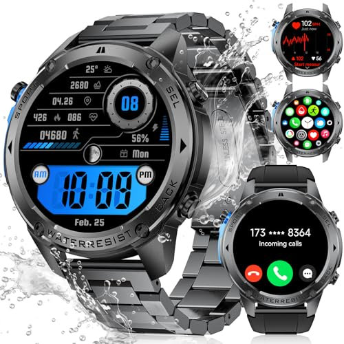 LIGE GPS Smartwatch Uomo Militare, 1.43 AMOLED Orologio Smartwatch Uomo con Chiamata e Risposta, 500mAh, SpO2 /Sonno/Cardiofrequenzimetro, 170+ Modalità Sportive Activity Tracker per Android iOS