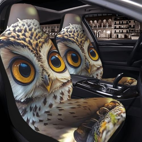 GlbnSHeric Autositzbezug 2 Stück Sitzbezüge für Auto Vordersitze Schonbezüge Niedliche Eule Sitzbezüge Autositzmatte mit Gummiband Sitzschoner Autozubehör 2 Stück