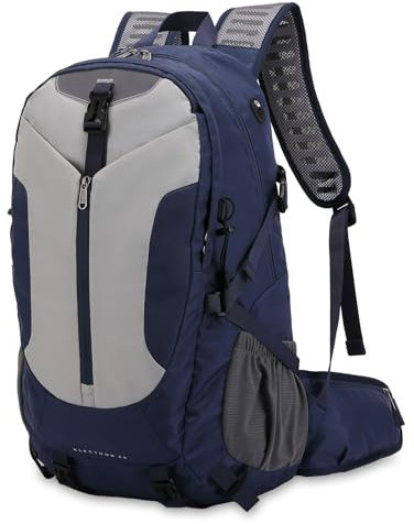 UtiaMiaoGonGo Wanderrucksack Herren Damen 40L Wasserdichter Rucksack Leicht Groß Reiserucksack Trekkingrucksack mit Regenhülle Für Klettern Radfahren Bergsteigen, Blau