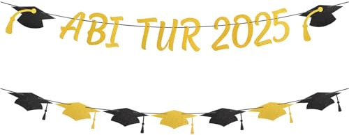 Prüfung Bestanden Graduation Deko, Abschluss Deko, Abi Tur 2025 Goldglitter Dekoration Banner, Bestandene Prüfung Herzlichen Glückwunsch Girlande,Schulabschluss Deko für Abitur Abschluss Geschenke