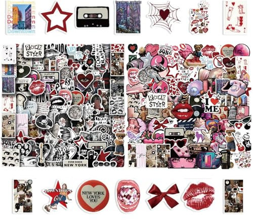 Sticker Aesthetic, Aesthetic Sticker, 200 Stück Vinyl-Aufkleber, Wasserfest, Für Wasserflasche Und Laptop, Y2K Deko, Stickers Set Aesthetics, Room Decor Y2K