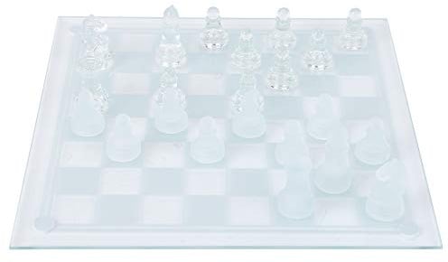 aqxreight 25x25 cm Langweiliges Polnisches Glas Internationales Schach -Set mit Schachbrett und 32 Komplizierten Schachmenschen