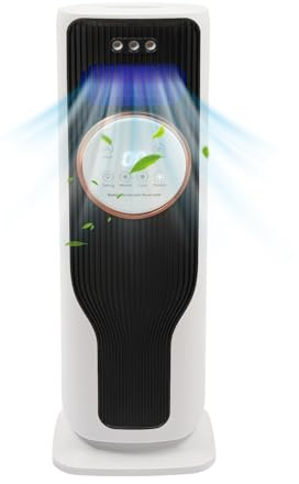 Deurqund Ventilator ohne Flügel, Turmventilator mit Kühlung und Warmfunktion – 2000W Heizung, 45W Kühlung, Luftbefeuchter, Fernbedienung – Mobile Klimageräte für Zuhause, Schlafzimmer, Büro