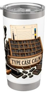 Type Case Calm Buchdruck Setzkasten Lettern Doppelwandiger Edelstahl-Thermobecher