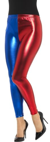 Smiffys Jester Cosplay Leggings, Metallic, Blue & Red , Circus Fancy Dress, Adult Dress Up Costumes