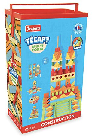 Jeujura - 8345- Jeux de Construction-Tecap Baril de Planchettes Multiform - 4 ans to 15 ans ,200 Pieces, Bois